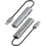 Aisens USB-A Docking Station Ethernet Gigabit y Hub 4 en 1, Gris